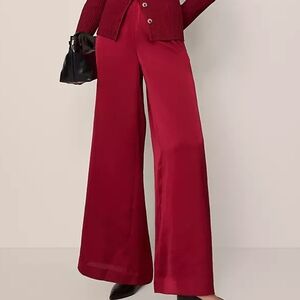 New Ann Taylor Red Wide Leg Trouser Pants Christmas Fancy